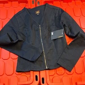 Lee Juniors Dark Black Jean Jacket Long Sleeve Short